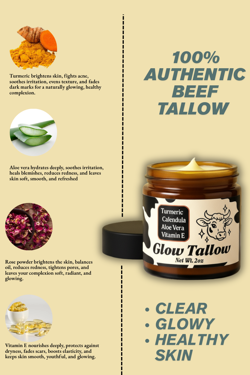 Glow tallow | Grass fed authentic beef tallow balm